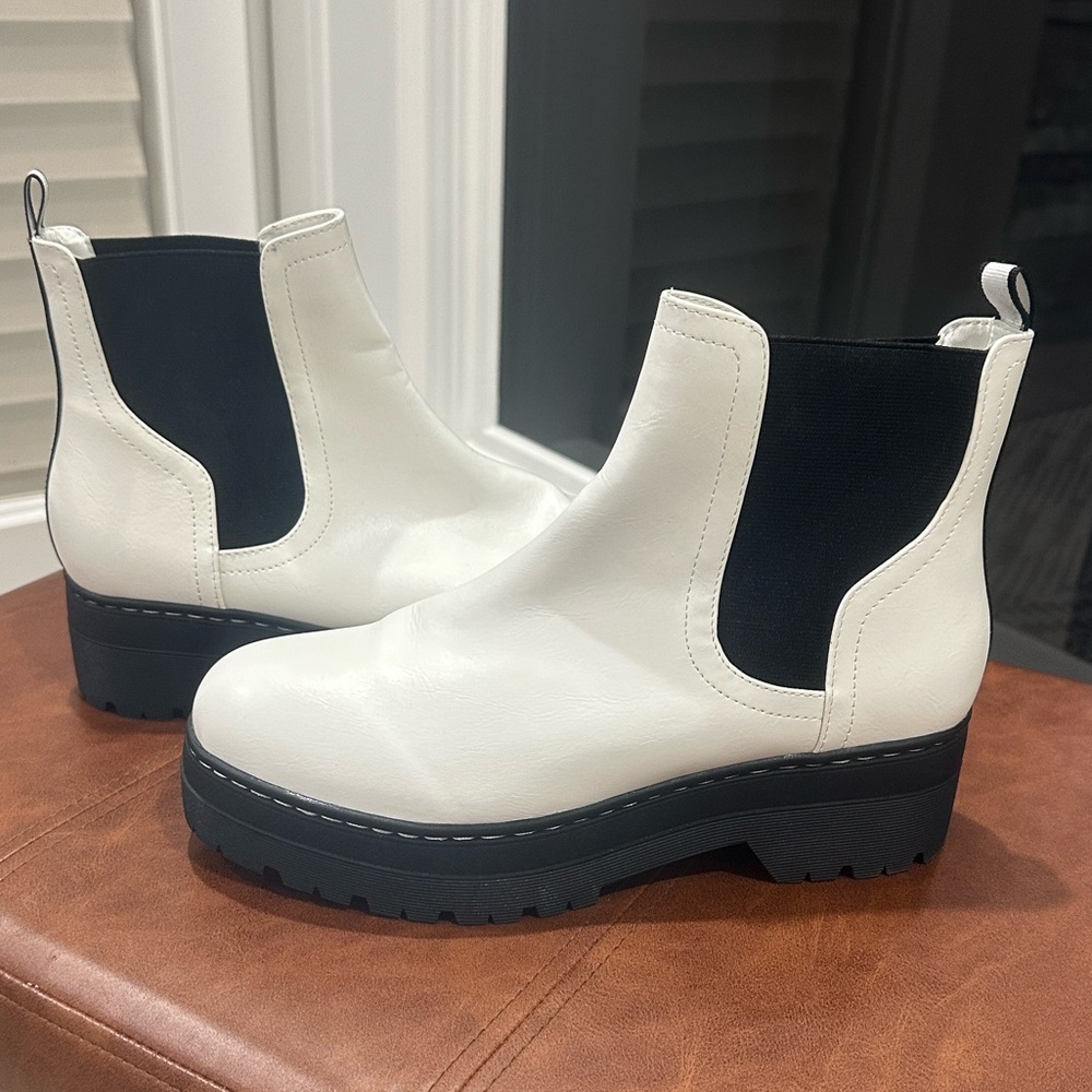 MIA Stylish White and Black Women's Ankle Boots